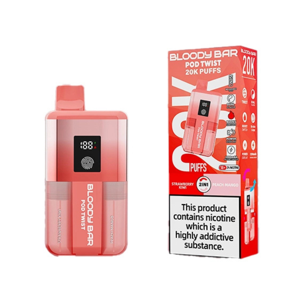 Bloody Bar Pod Twist 20K Prefilled Pod Kit Box of 5 in Strawberry Kiwi at UK Vaper Wholesale