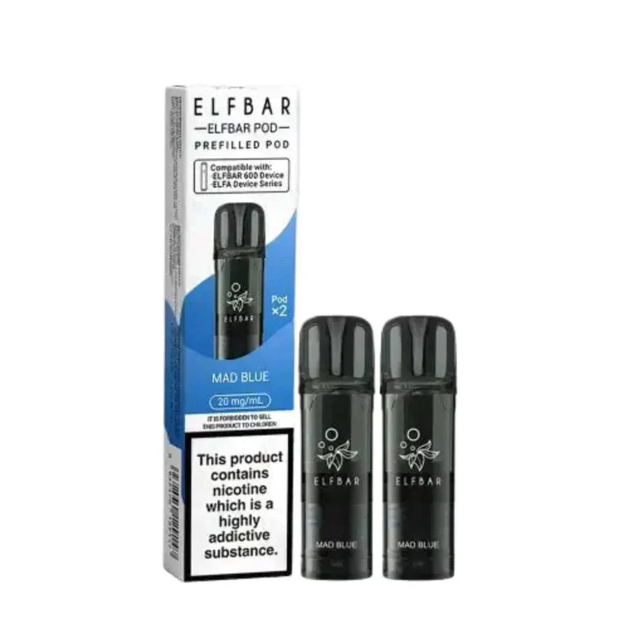 Elf Bar 600 Prefilled Pods - Box of 10 in Mad Blue Flavour at UK Vaper Wholesale
