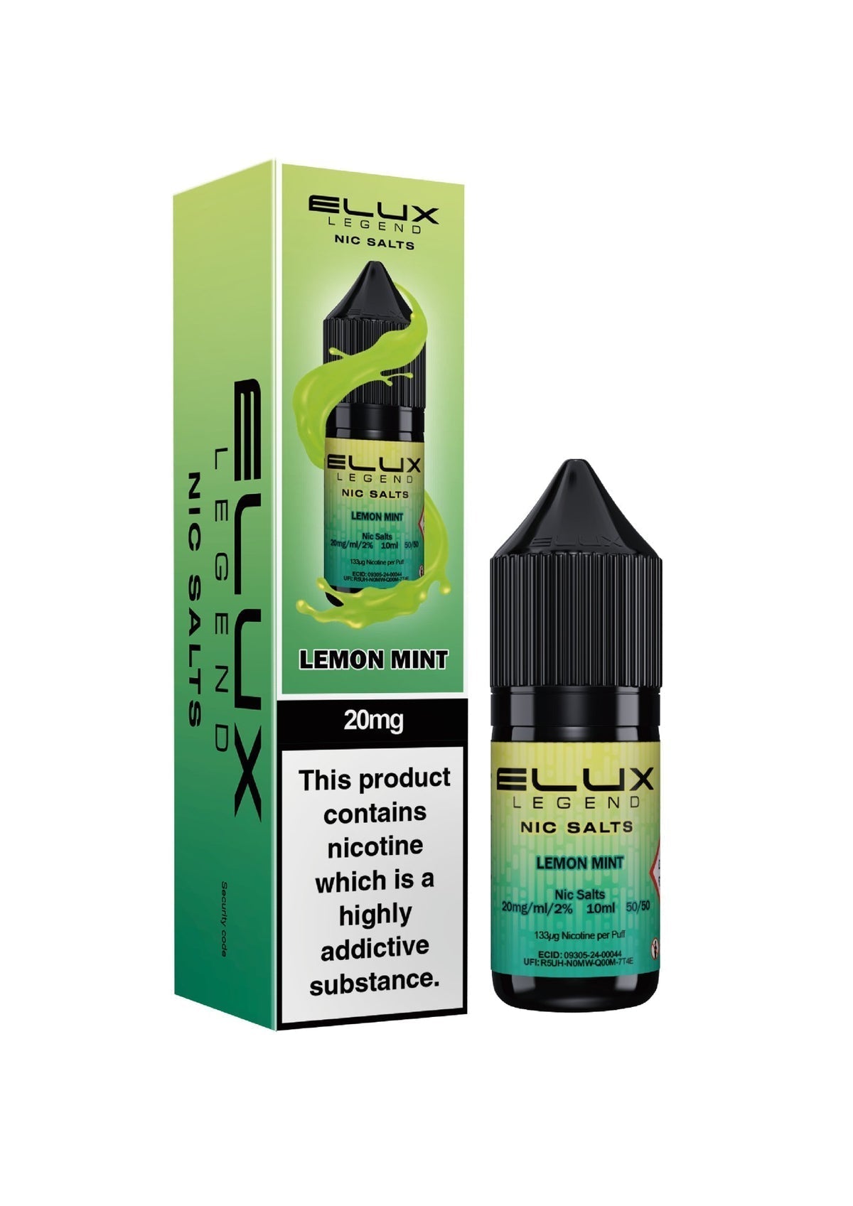 Elux Legend Nic Salts - 10ml E - liquids - Box of 10 - Lemon Mint *New* - vapeukwholesale