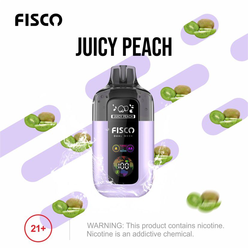 Fisco Point Pro 7000 Puff Pre-Filled Pod Kit - Box of 5 in Juicy Peach Flavour Available at UK Vaper Wholesale