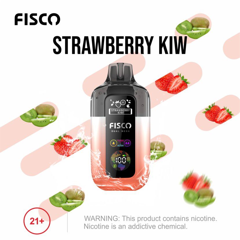 Fisco Point Pro 7000 Puff Pre-Filled Pod Kit - Box of 5 in Strawberry Kiwi Flavour Available at UK Vaper Wholesale
