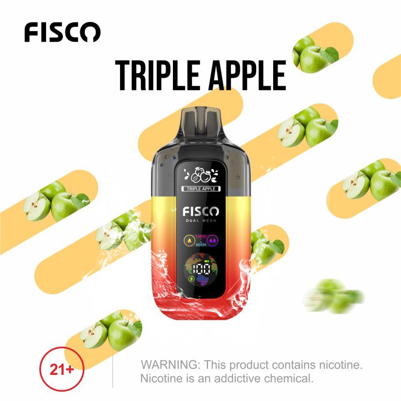 Fisco Point Pro 7000 Puff Pre-Filled Pod Kit - Box of 5 in Tripple Apple Flavour Available at UK Vaper Wholesale