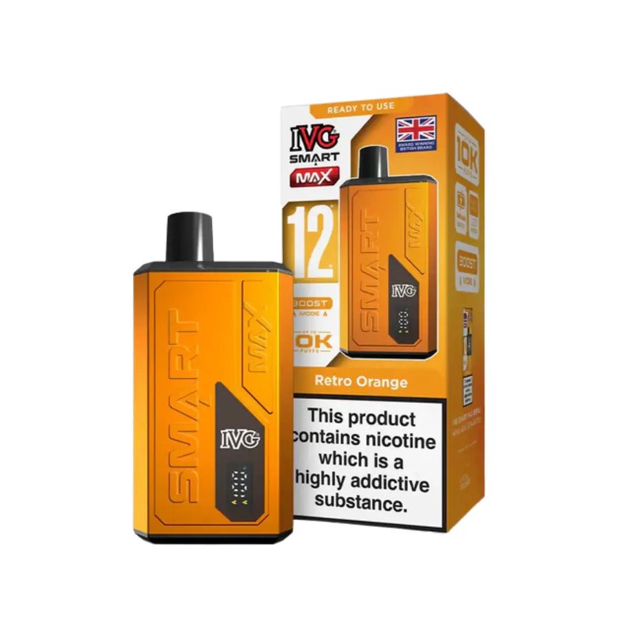 IVG Smart Max 10000 Prefilled Pod Vape Kit - Box of 5 Retro Orange at UK Vaper Wholesale
