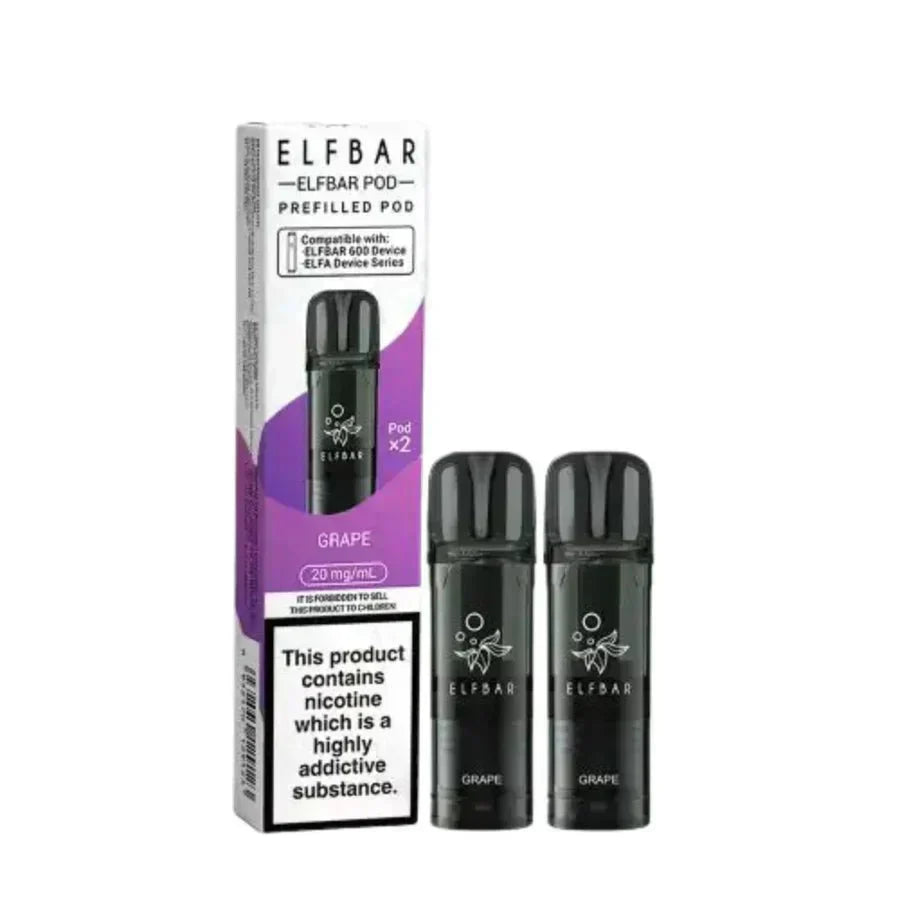 Elf Bar 600 Prefilled Pods - Box of 10 in Grape Flavour at UK Vaper Wholesale