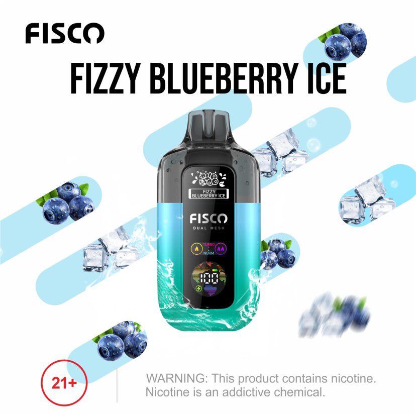 Fisco Point Pro 7000 Puff Pre-Filled Pod Kit - Box of 5 in Fizzy Blueberry Ice Flavour Available at UK Vaper Wholesale