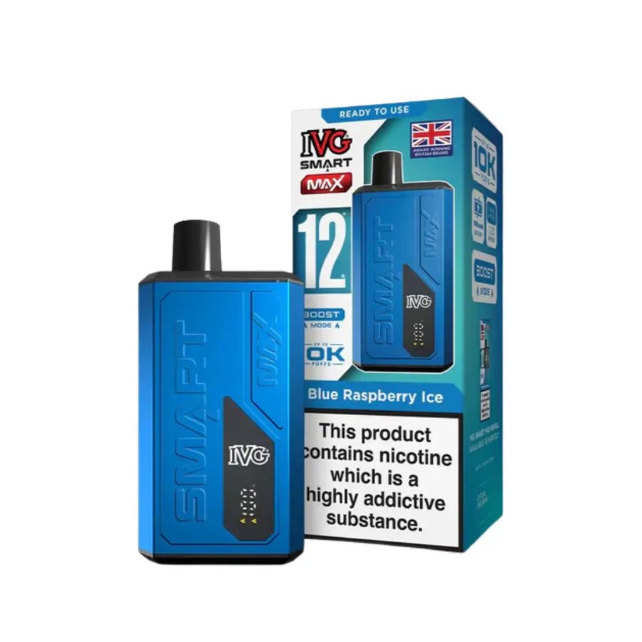 IVG Smart Max 10000 Prefilled Pod Vape Kit - Box of 5 Blue Raspberry Ice at UK Vaper Wholesale