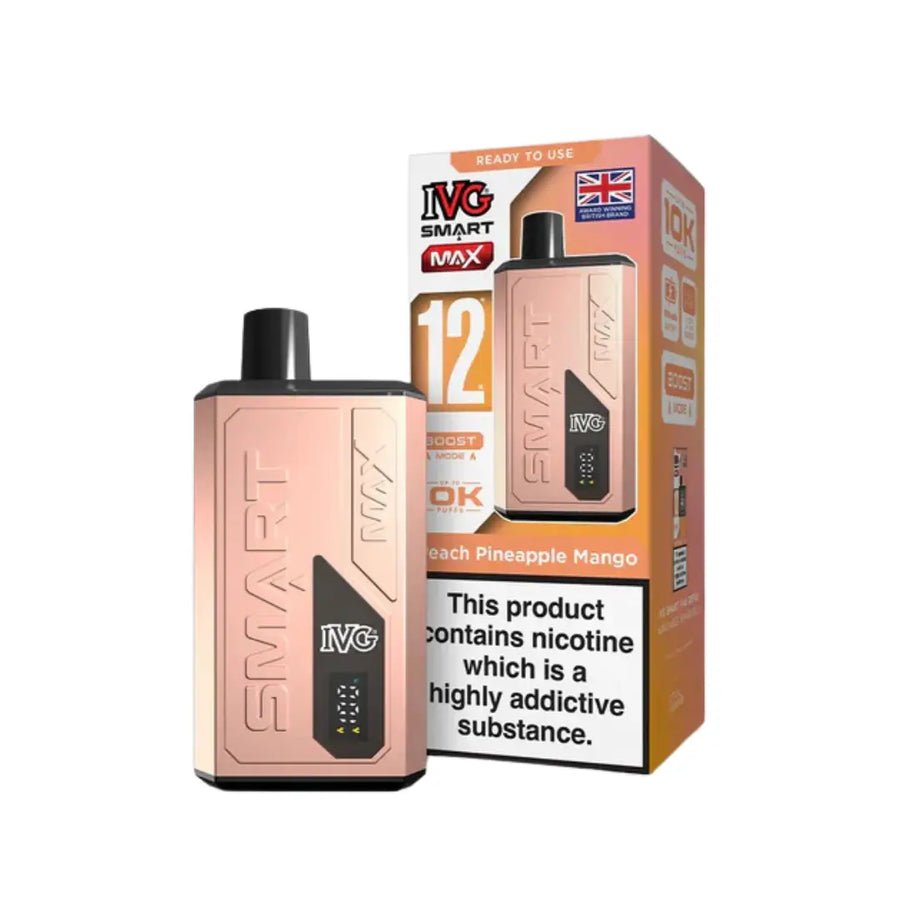 IVG Smart Max 10000 Prefilled Pod Vape Kit - Box of 5 Peach Pineapple Mango at UK Vaper Wholesale