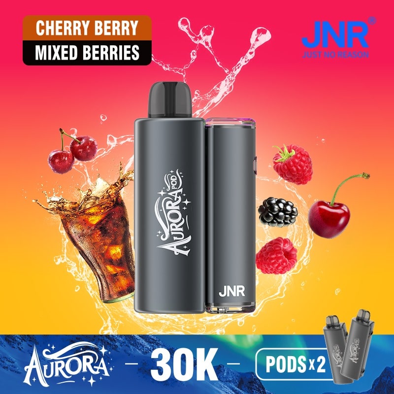 Flavour Cherry Berry and Mixed Berries of JNR Aurora 30k Pod vape Kit - Box of 5 at UK Vaper Wholesale