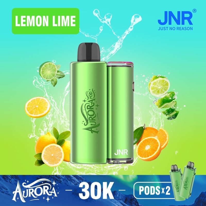Flavour Lemon Lime of JNR Aurora 30k Pod vape Kit - Box of 5 at UK Vaper Wholesale